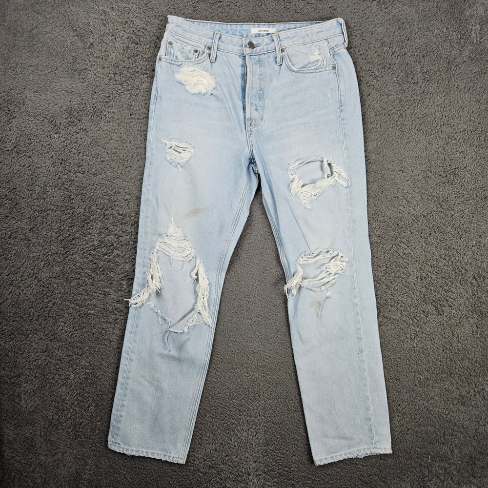 GRLFRND Helena High Rise Distressed Light Wash Denim Jeans Womens 27